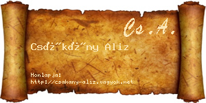Csákány Aliz névjegykártya